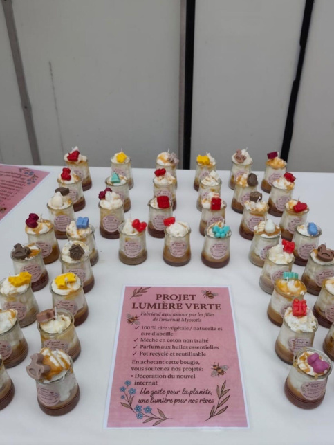 bougies en vente éco-responsables fabriquées par les jeunes internes 